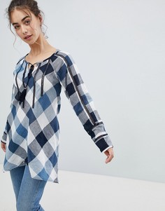 Топ в клетку QED London - Темно-синий