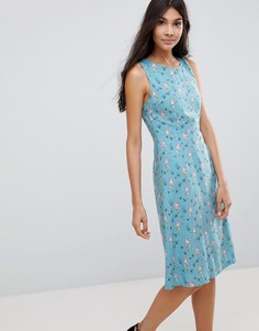 Приталенное расклешенное платье с принтом русалки Sugarhill Boutique - Синий