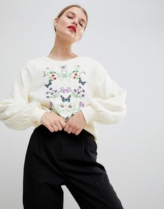 Свитшот с вышивкой Vero Moda - Кремовый