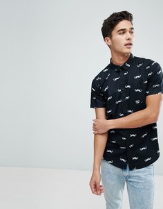 Рубашка с принтом усов и короткими рукавами Brave Soul - Черный