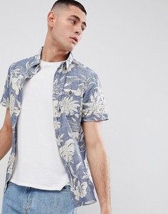 Рубашка с цветочным принтом и короткими рукавами Brave Soul - Синий