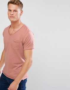 Базовая футболка с V-образным вырезом необработанными краями Brave Soul - Розовый