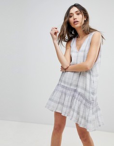 Платье мини в клетку Free People Run With Me - Серый