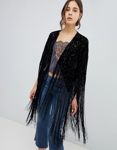 Кимоно с бахромой QED London Devore - Синий