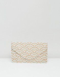 Клатч с золотистой отделкой и бисером Clutch Me By Q - Розовый