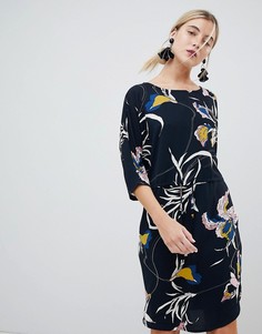 Платье с цветочным принтом и шнурком на талии mByM - Мульти