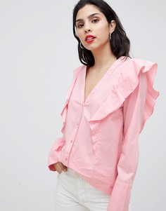 Блузка с оборками на плечах Vila - Розовый