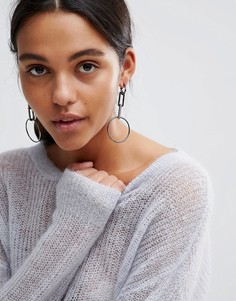 Серебристые серьги-кольца с подвесками Steve Madden - Серебряный