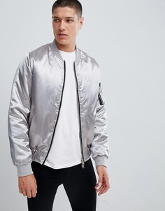 Атласный бомбер D-Struct - Серебряный