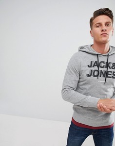 Трикотажный худи с логотипом Jack &amp; Jones - Серый
