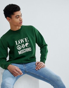 Свитер с прорезиненным логотипом Love Moschino - Зеленый