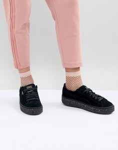 Черные замшевые кроссовки на платформе Puma - Черный