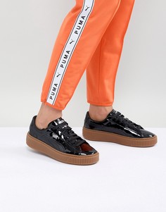 Черные лакированные кроссовки Puma - Черный