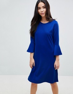 Короткое приталенное платье с рукавами клеш b.Young - Синий