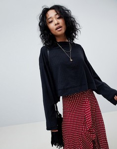 Топ с рукавами летучая мышь Free People Waking In Hueco - Черный