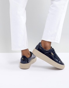 Темно-синие лакированные кроссовки Puma Basket Heart - Темно-синий