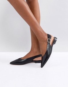 Туфли на плоской подошве с острым носком и ремешком на пятке Carvela - Черный