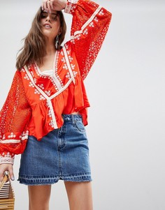 Блузка с принтом Free People Boogie All Night - Красный