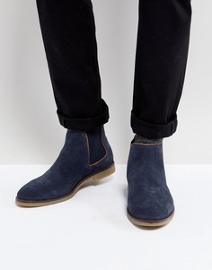 Темно-синие замшевые ботинки челси Dune - Синий