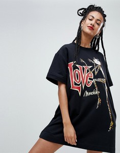 Трикотажное платье с принтом Love Moschino - Черный