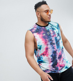 Футболка без рукавов с заниженными проймами и принтом тай-дай ASOS DESIGN Plus - Мульти