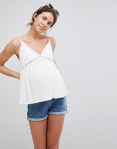 Топ на бретелях с кружевной вставкой ASOS MATERNITY - Белый