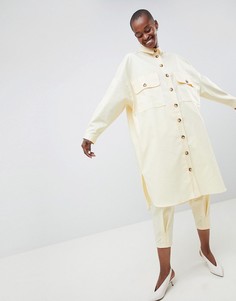 Саржевая оversize-рубашка ASOS WHITE - Желтый