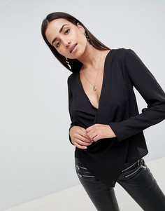Топ с запахом и глубоким вырезом ASOS DESIGN - Черный