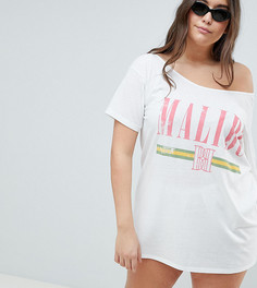 Трикотажная пляжная футболка с открытыми плечами ASOS DESIGN Curve Malibu - Мульти