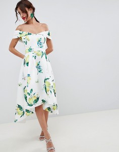 Асимметричное платье миди для выпускного с открытыми плечами ASOS DESIGN - Мульти