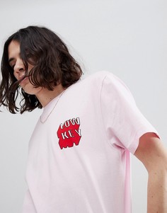 Свободная футболка с принтом на груди ASOS DESIGN - Розовый
