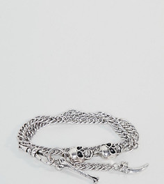 Серебристый браслет-цепочка с черепами и костями Reclaimed Vintage Inspired эксклюзивно для ASOS - Серебряный