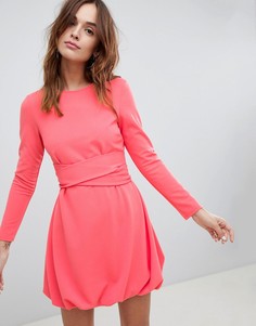 Платье мини с объемным подолом и поясом ASOS DESIGN - Розовый