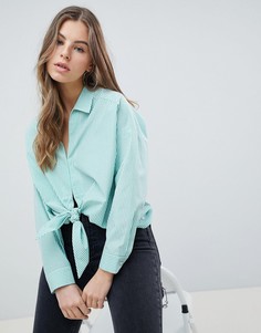Рубашка в полоску с глубоким вырезом и завязкой ASOS DESIGN - Мульти