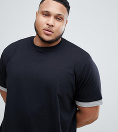 Длинная футболка со вставками по краям Jacamo Plus - Черный