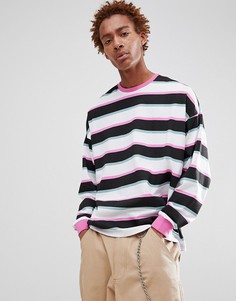 Oversize-лонгслив в яркую полоску ASOS DESIGN - Белый