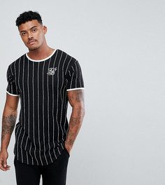 Черная облегающая футболка в полоску SikSilk эксклюзивно для ASOS - Черный