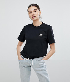 Черная футболка с небольшой вышивкой логотипа adidas Originals - Черный