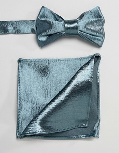 Зеленый атласный галстук-бабочка и платок для пиджака ASOS DESIGN - Зеленый