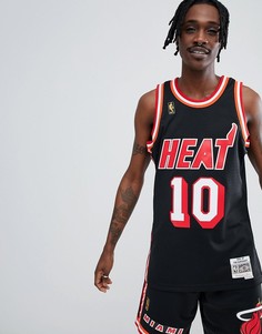 Черная майка с логотипом Miami Heat Mitchell &amp; Ness NBA Swingman - Синий