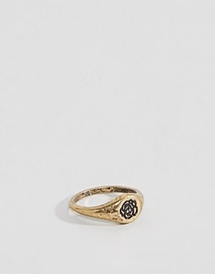 Золотистое кольцо-печатка с розой ASOS DESIGN - Золотой