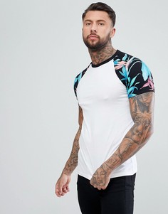 Футболка с рукавами реглан с цветочным принтом ASOS DESIGN - Черный