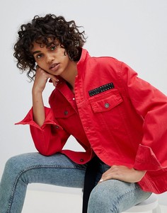 Джинсовая оверсайз-куртка с логотипом Cheap Monday - Красный