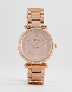 Розово-золотистые часы-браслет 35 мм Fossil ES4301 Carlie - Золотой