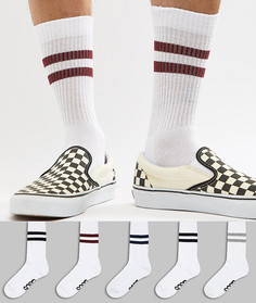 5 пар спортивных носков с полосками и названием бренда на подошве ASOS DESIGN - Мульти