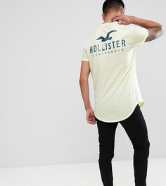 Желтая футболка с закругленным краем и принтом логотипа Hollister эксклюзивно для ASOS - Желтый