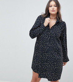 Платье-рубашка мини в горошек с длинными рукавами ASOS DESIGN Curve - Мульти