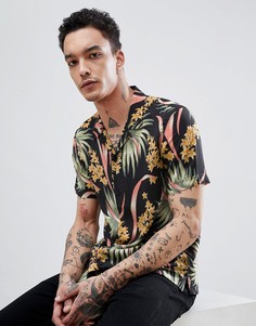 Рубашка с короткими рукавами и тропическим принтом AllSaints - Черный