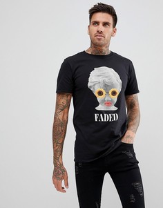 Черная футболка с выгоревшим принтом boohooMAN - Черный