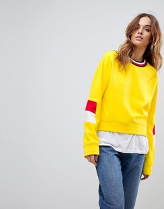 Свитшот с горловиной в полоску и вставками на рукавах Tommy Hilfiger - Желтый